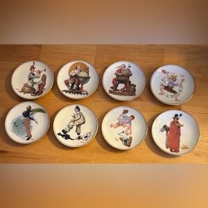Norman Rockwell Set of 8 A Limited Edition Collection Mini Plates